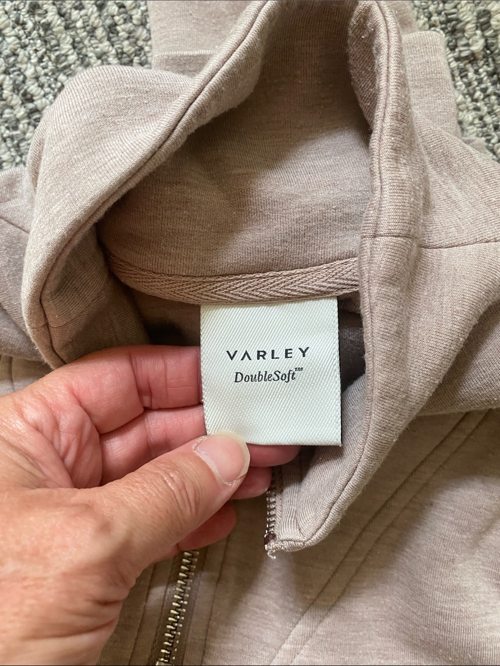 Varley Set- Hawley DoubleSoft Zip Hoodie and Slim Cut Jogger in Taupe - Picture 5 of 6